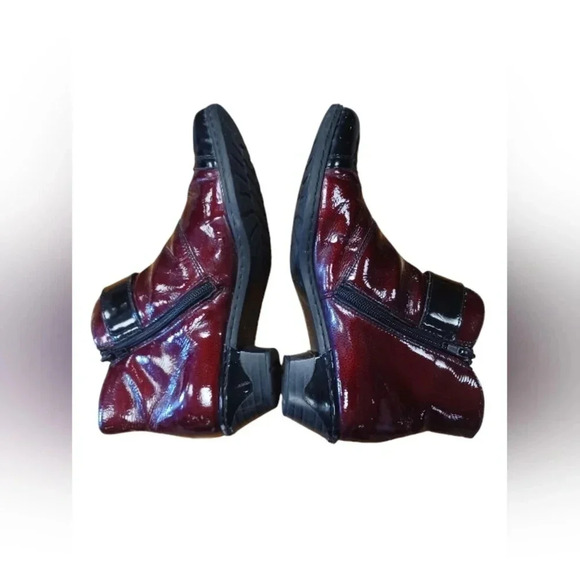Rieker Red And  Black Zip Up Ankle Boots Size 39 - Picture 7 of 10